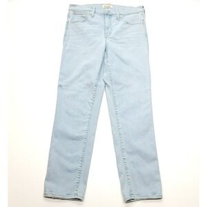 Madewell Jeans Women 32x28.5 Blue Denim Mid Rise Stovepipe Straight Stretch USA